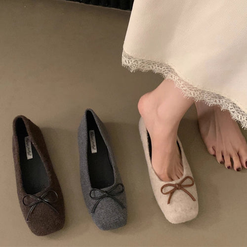 Damen filigrane Ballerinas aus weichem Filz mit dekorativem Schleifenakzent R&B