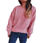 Damen Strickpullover mit romantischen Blumenapplikationen und weichem Material R&B