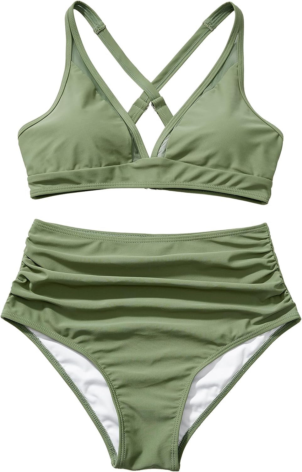 Damen Sportliches Bikini-Set mit verschränkten Trägern und hohem Schnitt R&B