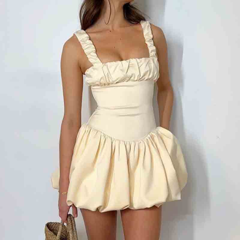 Damen Mini-Kleid mit voluminösem Rock und Rüschendetails R&B
