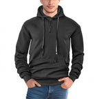 Herren modischer Kapuzenpullover mit strukturiertem GewR&Be und Knopfleiste R&B
