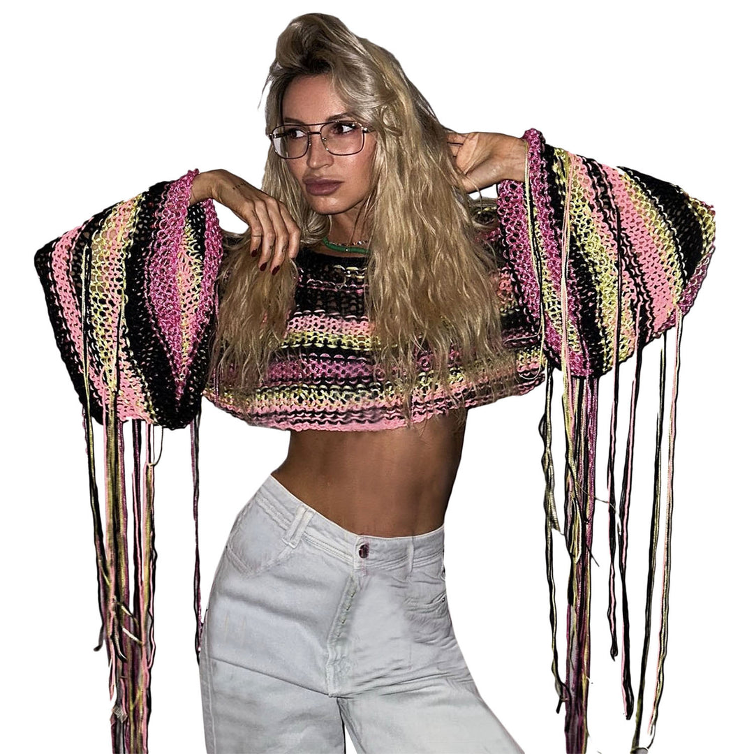 Damen Strickpullover mit innovativen Fringe-Details R&B