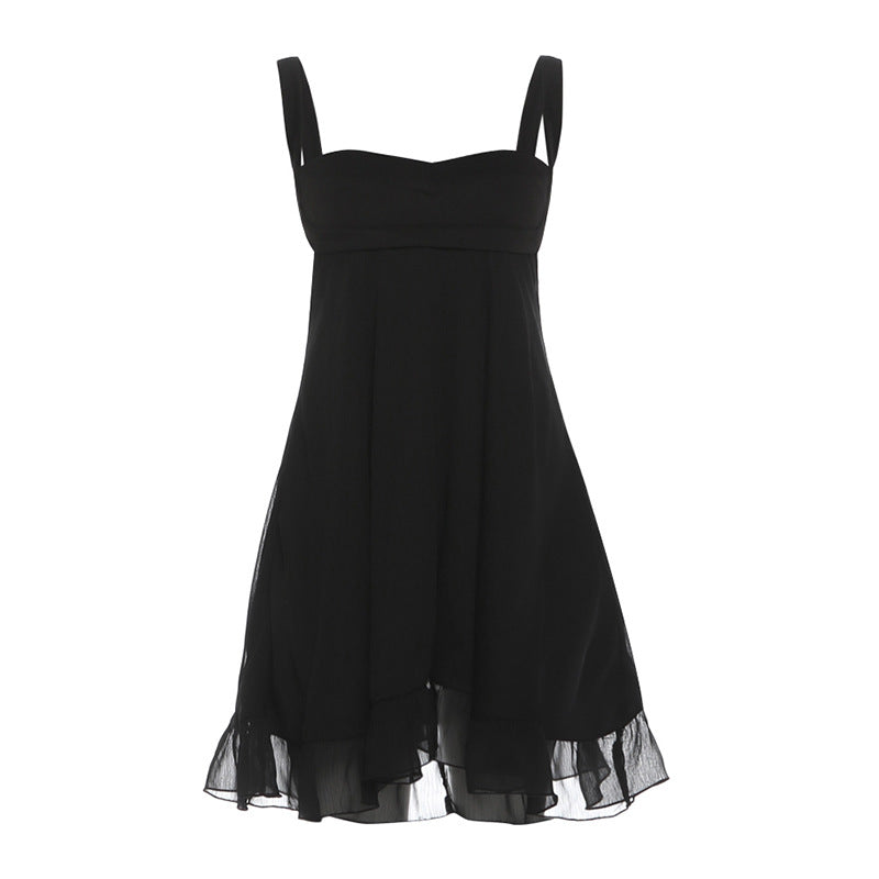 Damen Chiffonkleid mit fließendem Saum und herzförmigem Ausschnitt R&B