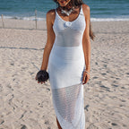 Damen luftiges Netzkleid mit seitlichen Schlitzen und raffinierter Struktur R&B