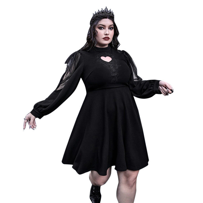 Damen verspieltes Kleid mit herzförmigem Ausschnitt und transparenten Puffärmeln R&B