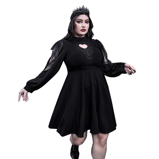 Damen verspieltes Kleid mit herzförmigem Ausschnitt und transparenten Puffärmeln R&B