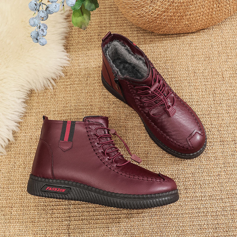 Damen Gefütterte Stiefelette mit modischer Schnürung und rutschfester Sohle