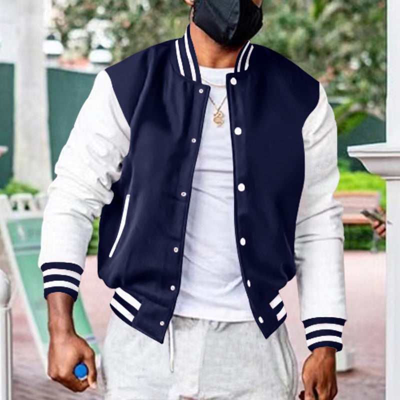 Herren Sportliche Collegejacke mit kontrastierenden Ärmeln und komfortablem Schnitt R&B