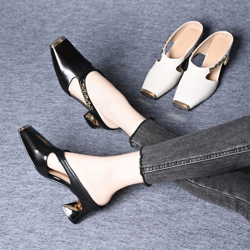 Damen Sling-Pumps mit geometrischem Blockabsatz und modischem Riemchen R&B