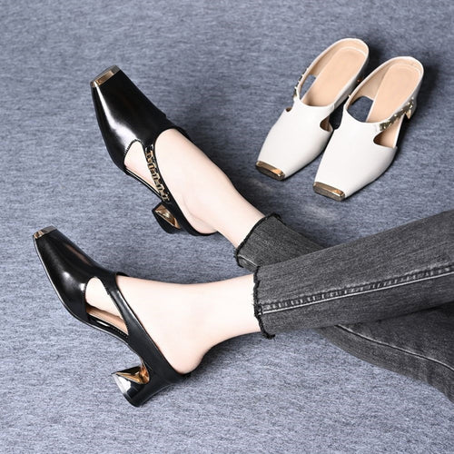 Damen Sling-Pumps mit geometrischem Blockabsatz und modischem Riemchen R&B