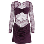 Damen Spitzenkleid mit figurbetontem Schnitt und Rüschendetails R&B