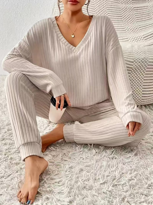 Damen Loungewear Set aus Rippstrick R&B