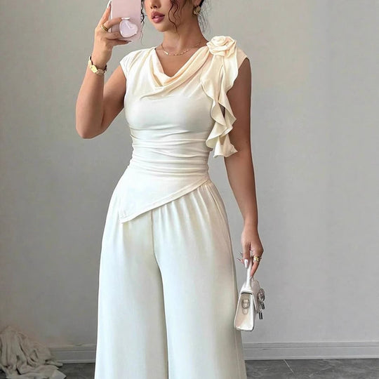 Damen Elegantes Jumpsuit mit Rüschendetails R&B