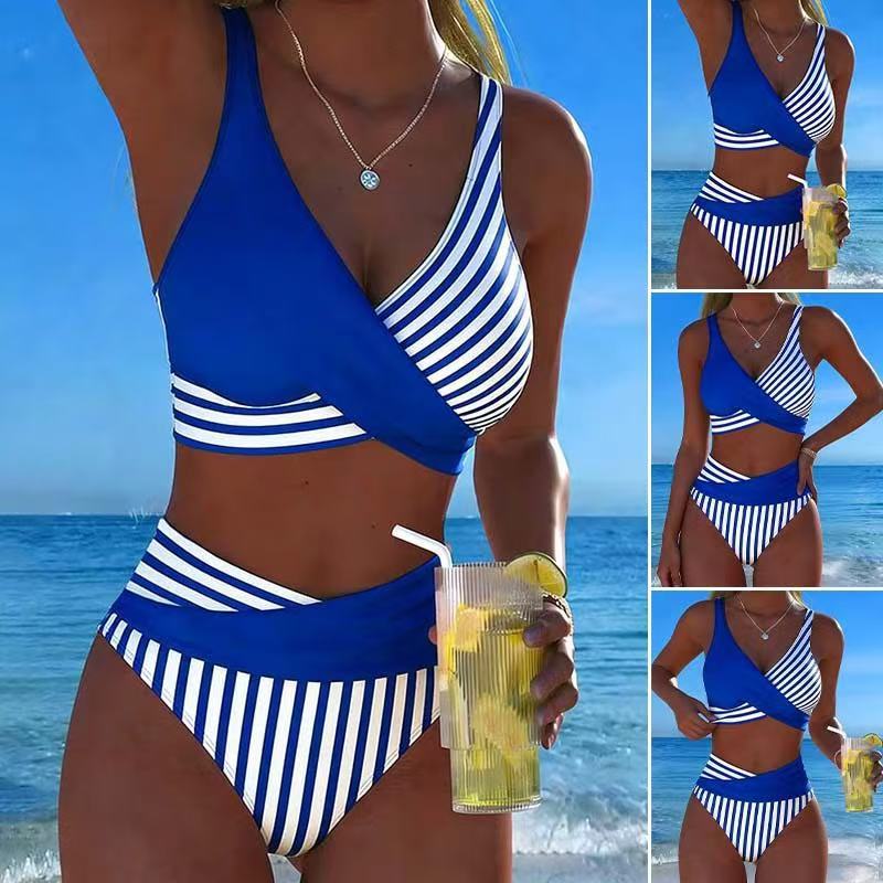 Damen Sportlicher Zweiteiliger Badeanzug mit asymmetrischem Design R&B
