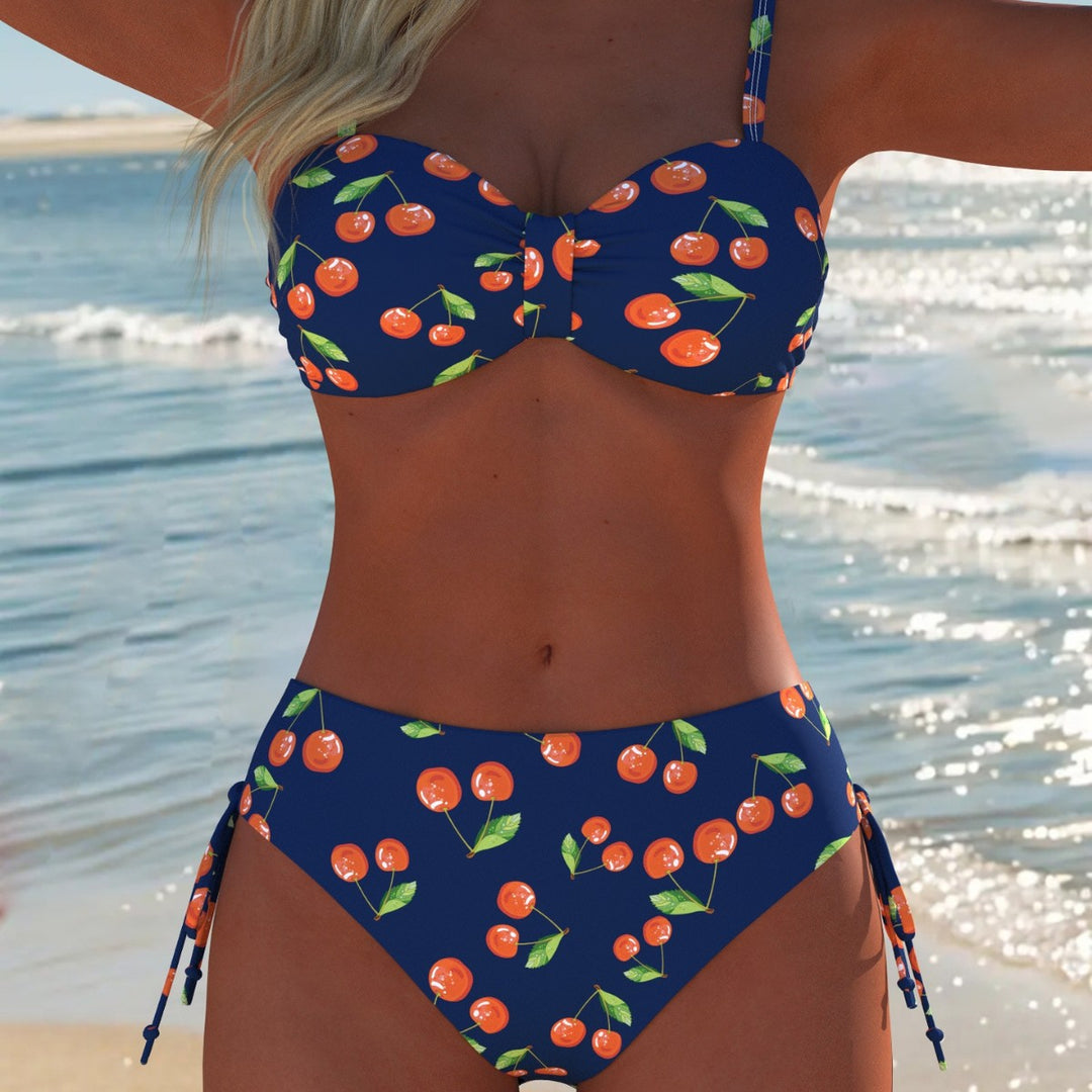 Damen Bikini-Set mit verspieltem Kirschmuster und bequemem Schnitt R&B