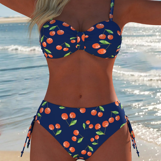 Damen Bikini-Set mit verspieltem Kirschmuster und bequemem Schnitt R&B