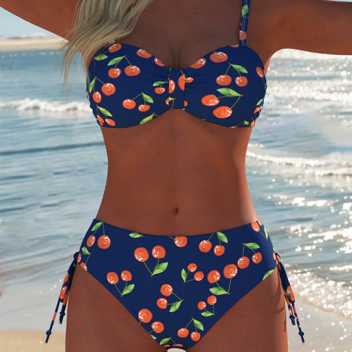 Damen Bikini-Set mit verspieltem Kirschmuster und bequemem Schnitt R&B