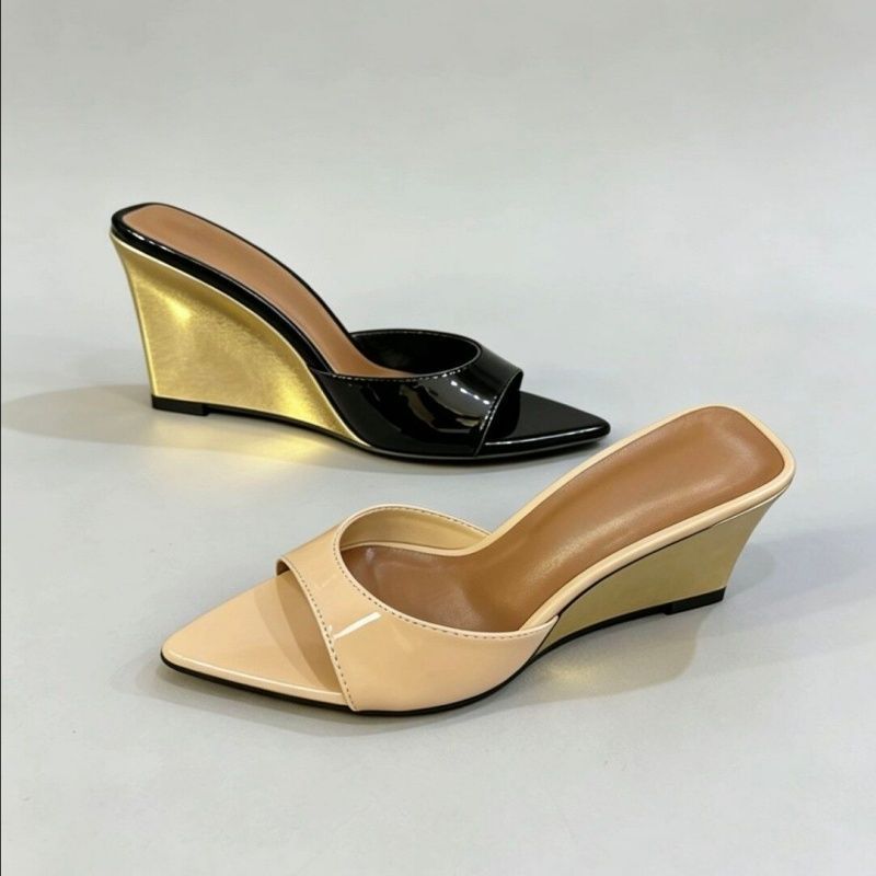 Damen Wedge Sandalen mit glänzender Oberflächenstruktur R&B