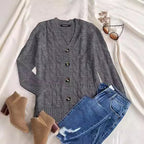 Damen klassischer Strickpullover mit Zopfdesign R&B