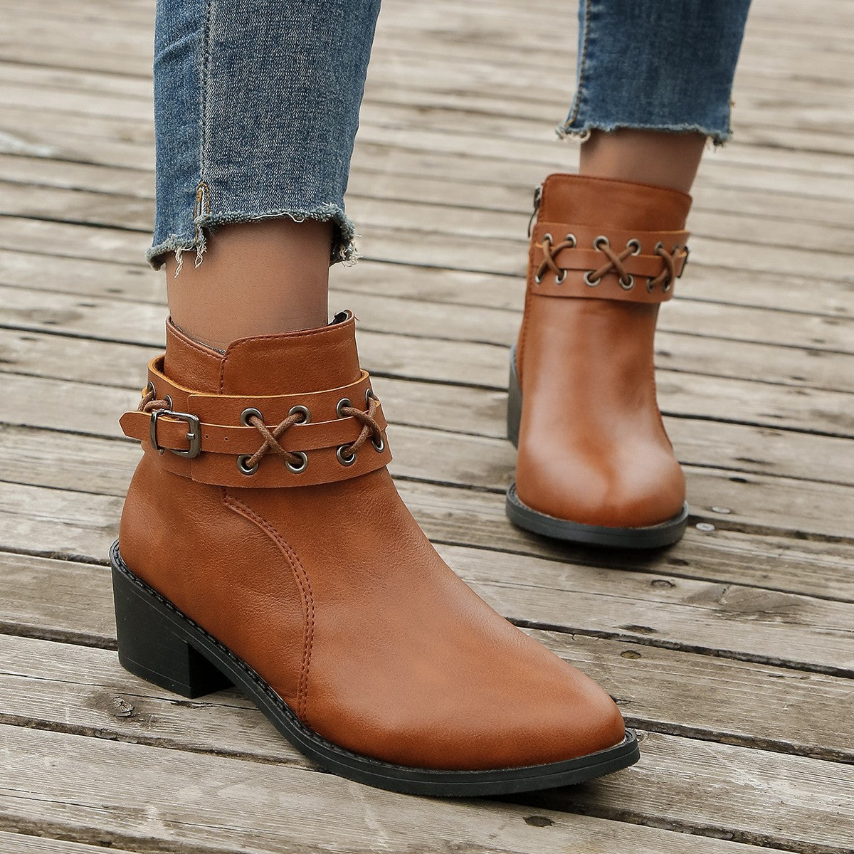 Damen Stiefeletten mit modischem Schnür-Detail R&B