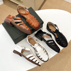 Damen Komfortable Sandalen aus hochwertigem Leder mit modischem Flecht-Design