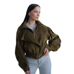 Damen Stilvolle Kurzjacke mit Gürtel und asymmetrischem Schnitt R&B