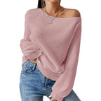 Damen lässiger Pullover mit asymmetrischem Schnitt und überschnittenen Schultern R&B