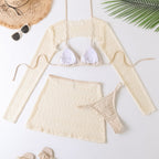 Damen Bikini-Set mit transparentem Cover-Up und figurbetonendem Design R&B