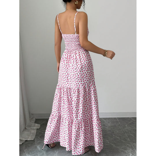 Damen Maxikleid mit Blumenmuster und Herzausschnitt R&B
