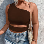 Damen Crop-Top mit asymmetrischem Schnitt und Cut-Out-Details R&B