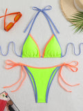 Damen Bikini-Set mit verstellbaren Trägern und buntem Farbakzent R&B