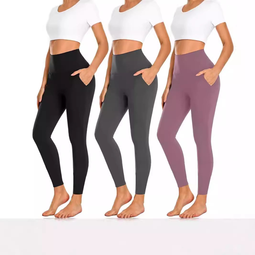 Damen Hochgeschnittene Sportleggings mit praktischen Taschen R&B