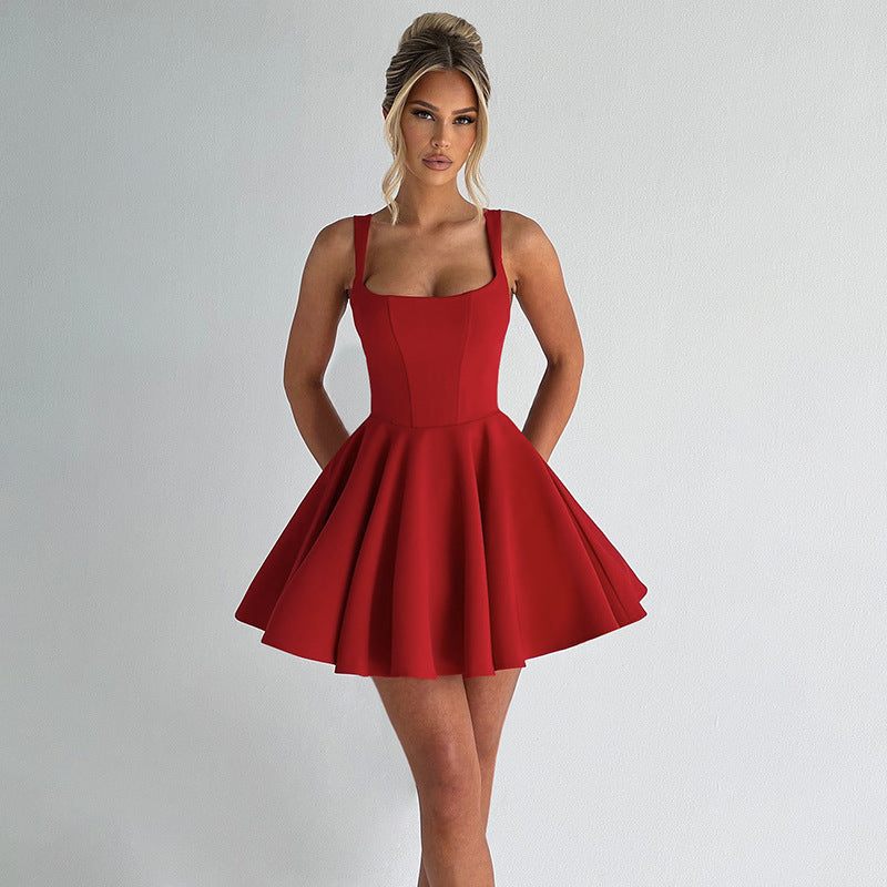 Damen Skaterkleid mit trägerlosem Design und ausgestelltem Rock R&B