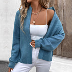 Damen Strickjacke mit hohem Kragen und Reißverschluss R&B