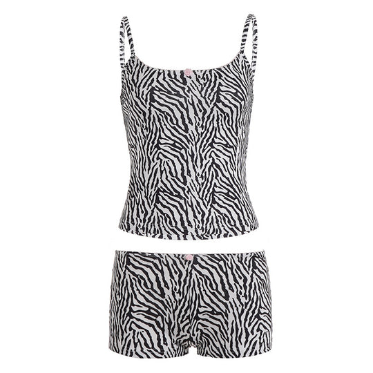 Damen Freizeit Schlafanzug Set mit Leopardendruck R&B