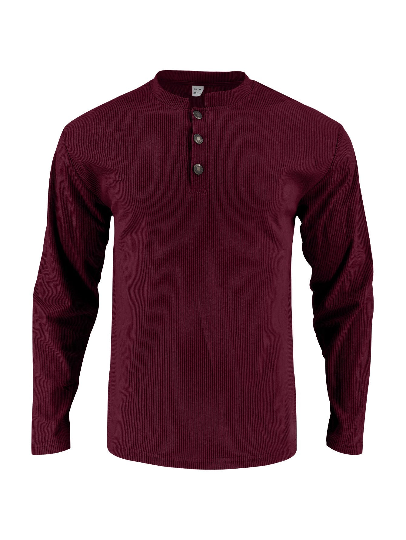 Herren Langarmshirt mit modischer Stehkragen und Knopfleiste R&B