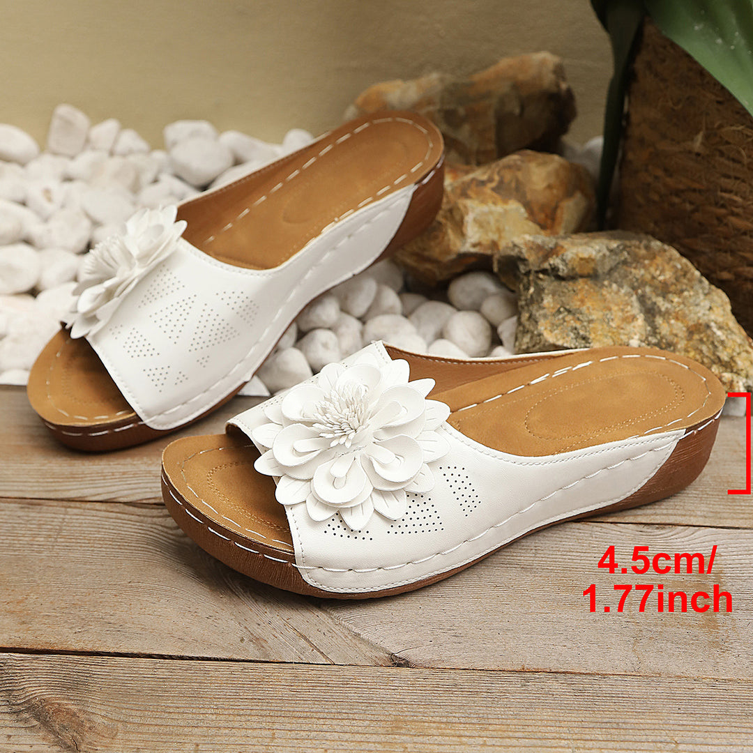 Damen Wedge-Pantoletten mit floralem Detail R&B