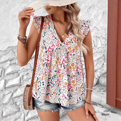 Damen Bluse mit floralem Design und voluminösen Ärmeln R&B