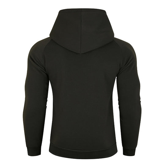 Herren Kapuzenpullover mit asymmetrischem Reißverschluss und hohem Kragen R&B