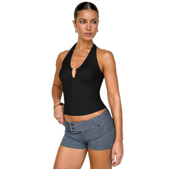 Damen Neckholder-Top mit dekorativem Schlitz und raffiniertem Design R&B