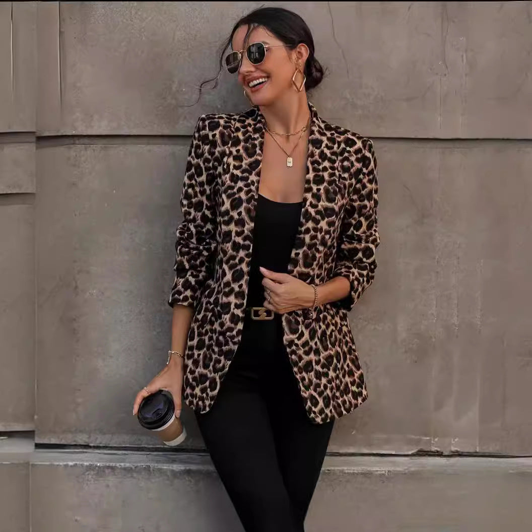 Damen Blazer im trendigen Animal-Print mit elegantem Revers und praktischen Taschen R&B