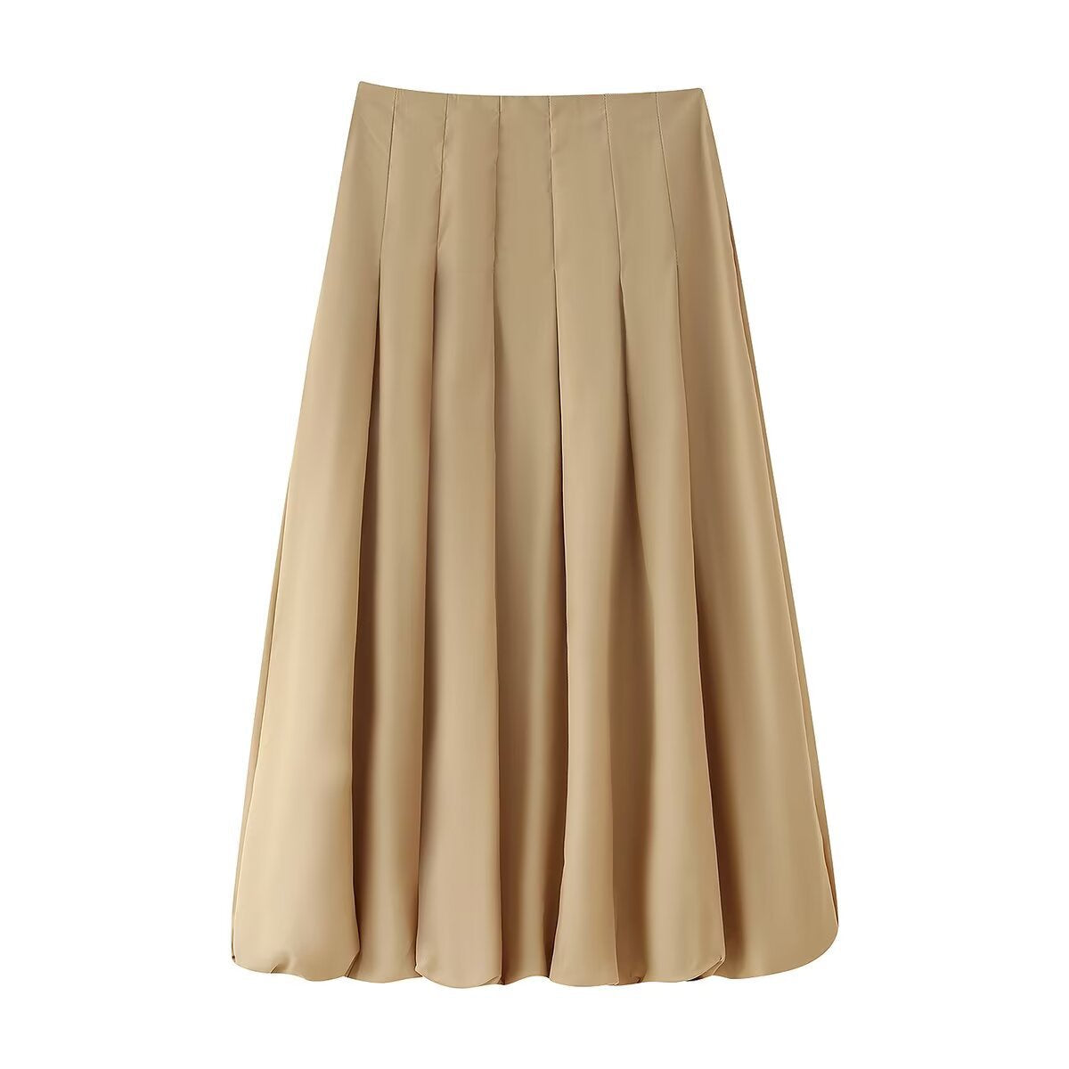 Damen nan plissierter Maxirock mit hoher Taille, kastigen Falten und fließender Silhouette R&B