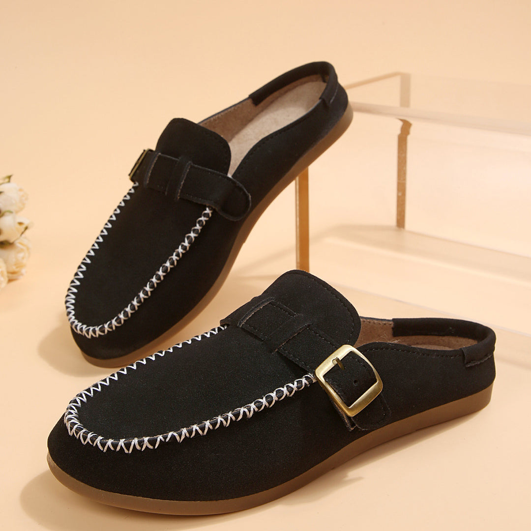 Damen Mokassin-Sandalen mit dekorativem Schnallen-Design R&B