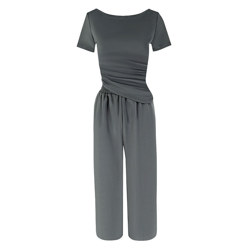 Damen Jumpsuit mit asymmetrischem Schnitt und weit geschnittenem Bein R&B