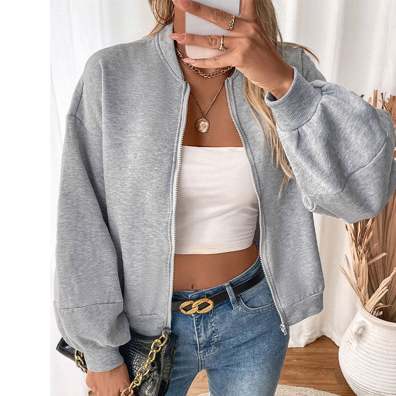 Damen lässige Sweatjacke mit voluminösen Ärmeln R&B