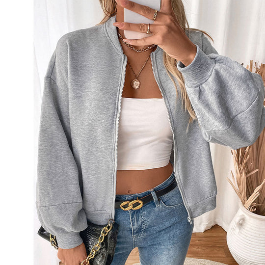 Damen lässige Sweatjacke mit voluminösen Ärmeln R&B