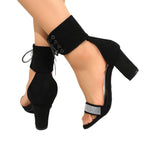 Damen High Heel Sandalen mit elegantem Riemen-Design und funkelnden Strassakzenten R&B