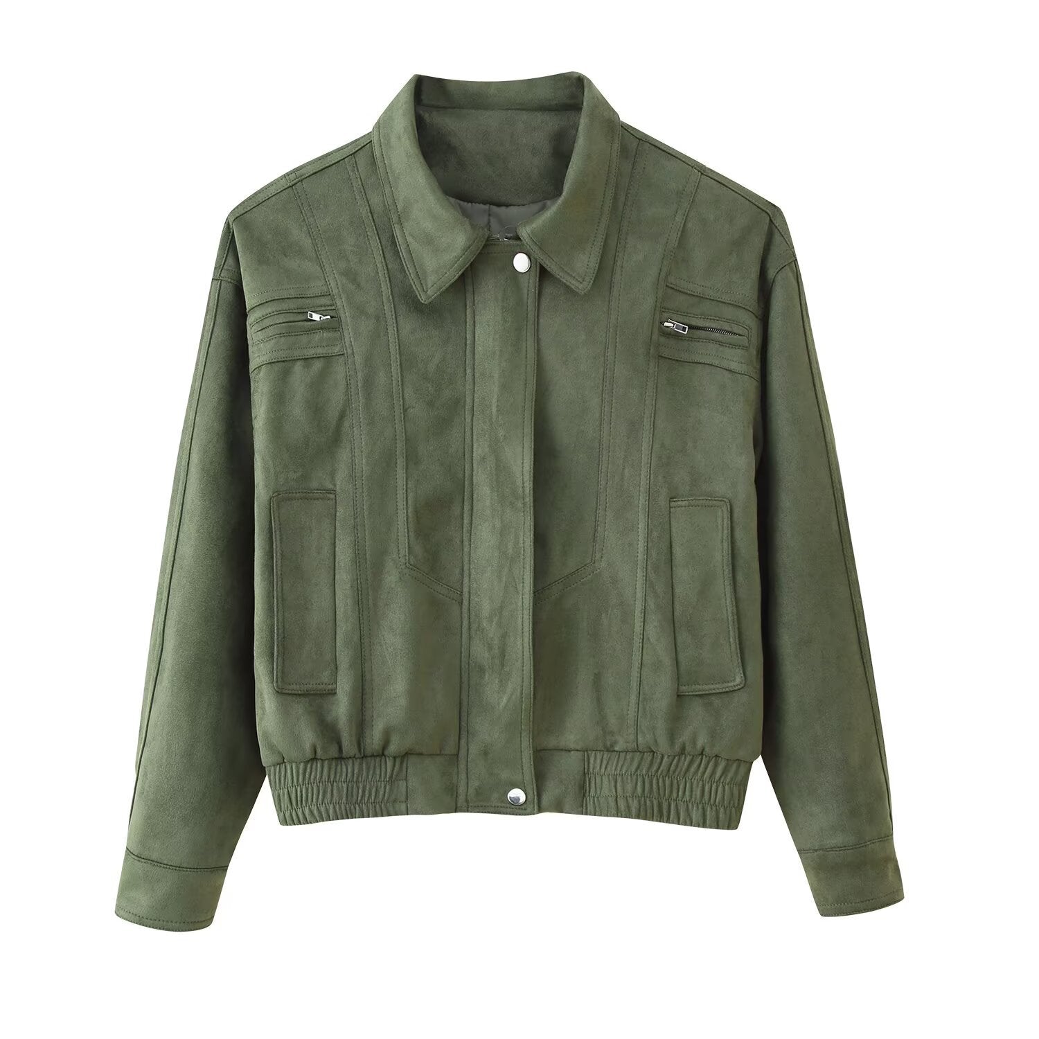 Damen elegante Wildlederjacke mit praktischen Taschen R&B
