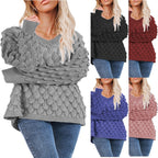 Damen Pullover mit Struktur und V-Ausschnitt
