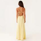 Damen Abendkleid mit verführerischem Spaghettiträger-Design und elegantem Schlitz EB